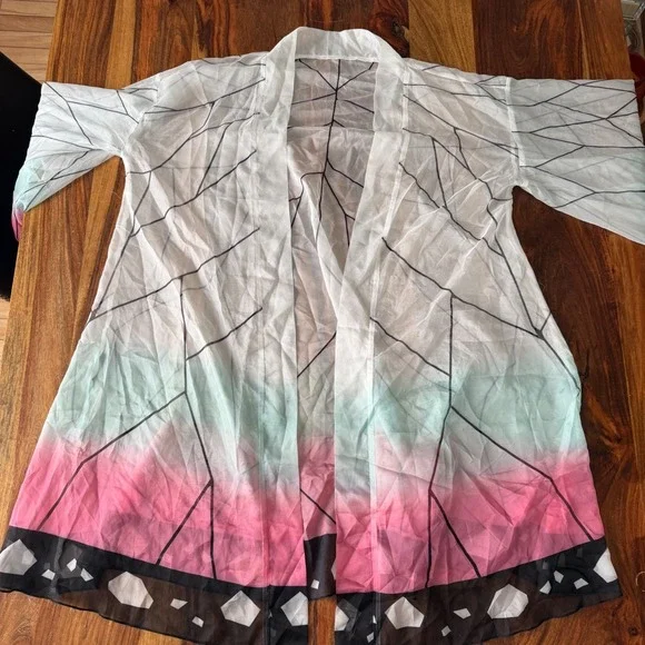 Butterfly Wing Print Kimono Cardigan Shinobu Kocho Demon Slayer Anime Cosplay - Picture 3 of 9